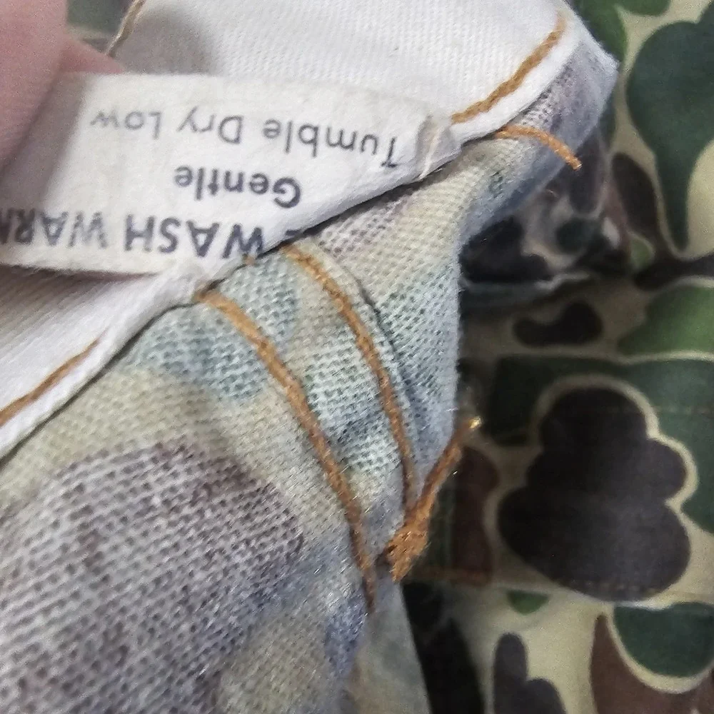 Vintage 70s Saftbak Water Repellent Frogskin Duck Camo Pants 42x31 Hunting USA
